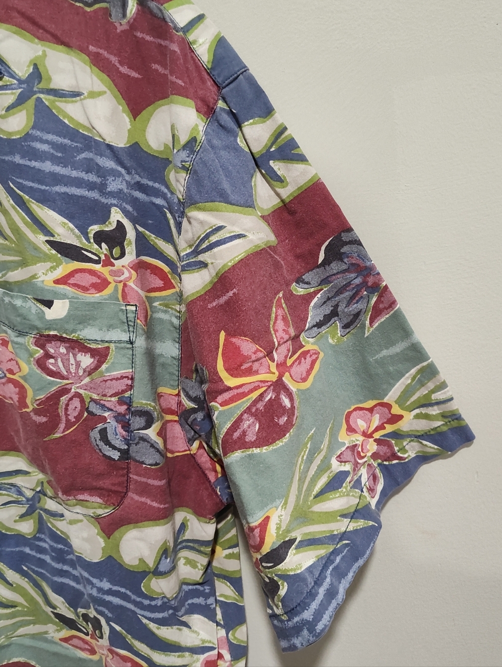 Tommy Bahama Green Blue Red Pastel Floral Hawaiian Aloha Camp Shirt Men's Large - Picture 2 of 8